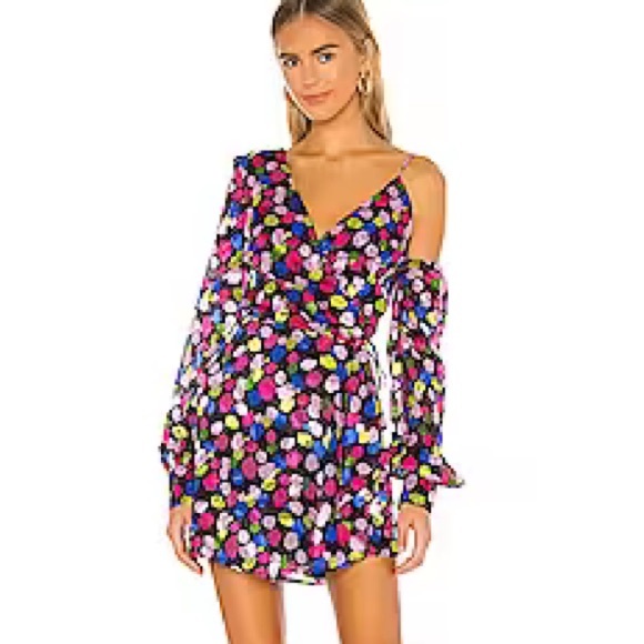 NBD Revolve Maxine Mini wrap Dress in Painted Dot - Picture 2 of 13